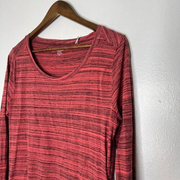 Toad&Co Red Striped Casual Tunic Shirt – Women’s L, Long Sleeve Round Neck Top - Picture 2 of 9
